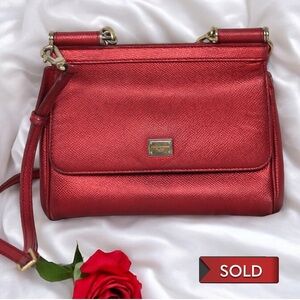 Dolce & Gabbana Metallic Red Mini Sicily Shoulder Bag‎